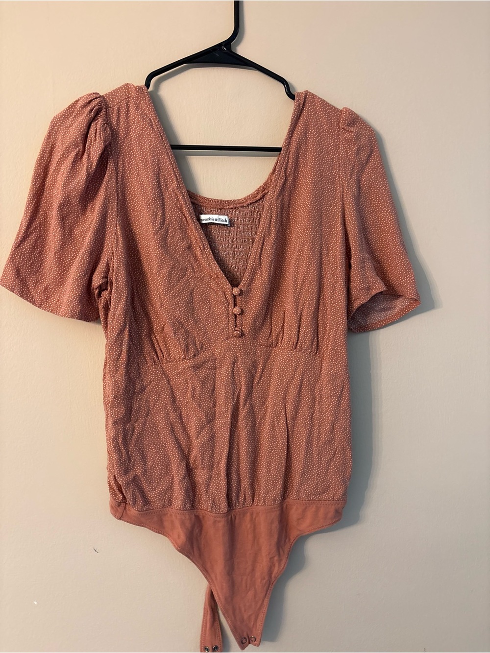 Abercrombie & Fitch Dusty Rose Textured V-Neck Bodysuit